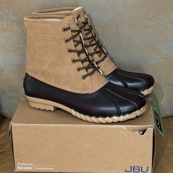 JBU Maine Waterproof Duck Boots Men’s 9M Tan Faux Fur Lined Lace Up Winter main image 4